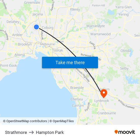 Strathmore to Hampton Park map