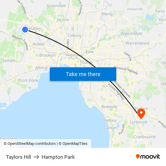 Taylors Hill to Hampton Park map