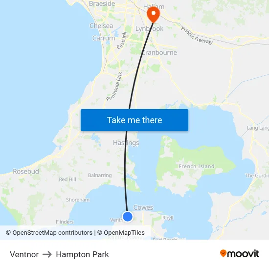 Ventnor to Hampton Park map