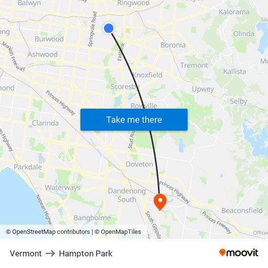 Vermont to Hampton Park map