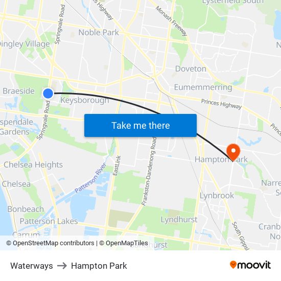 Waterways to Hampton Park map