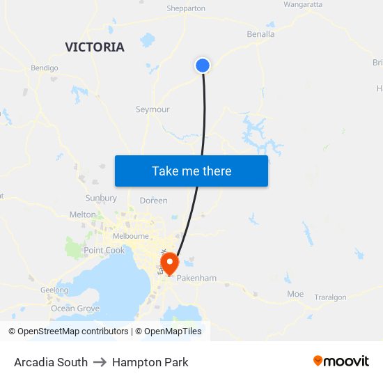 Arcadia South to Hampton Park map