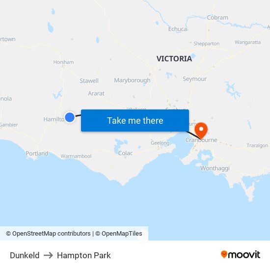 Dunkeld to Hampton Park map