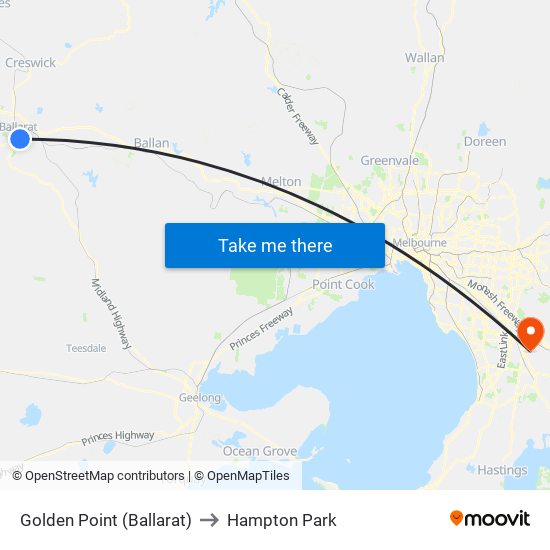 Golden Point (Ballarat) to Hampton Park map