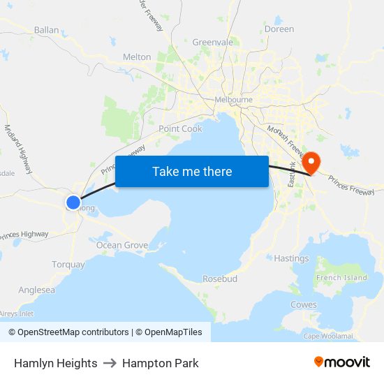 Hamlyn Heights to Hampton Park map