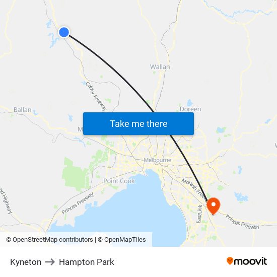 Kyneton to Hampton Park map