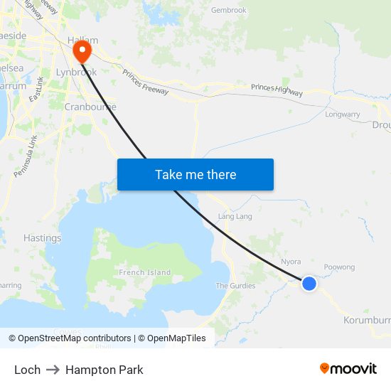 Loch to Hampton Park map