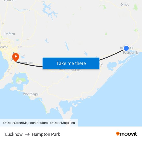 Lucknow to Hampton Park map