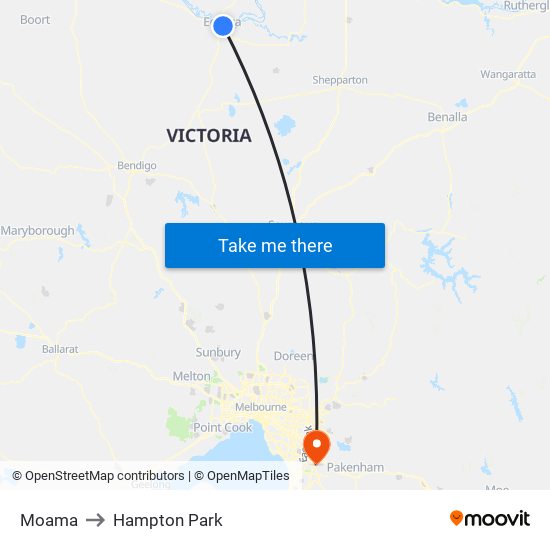 Moama to Hampton Park map