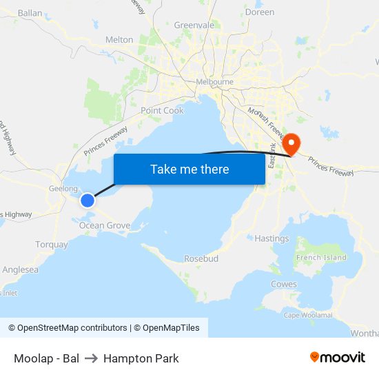 Moolap - Bal to Hampton Park map