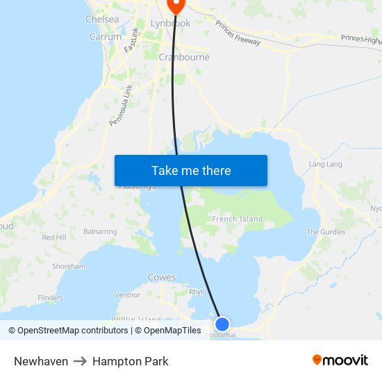 Newhaven to Hampton Park map