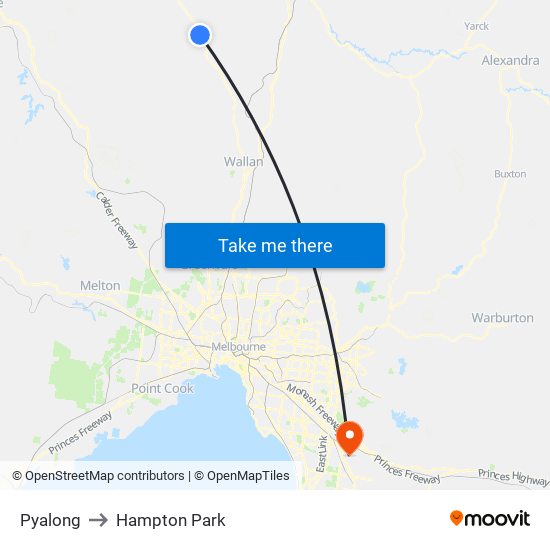 Pyalong to Hampton Park map