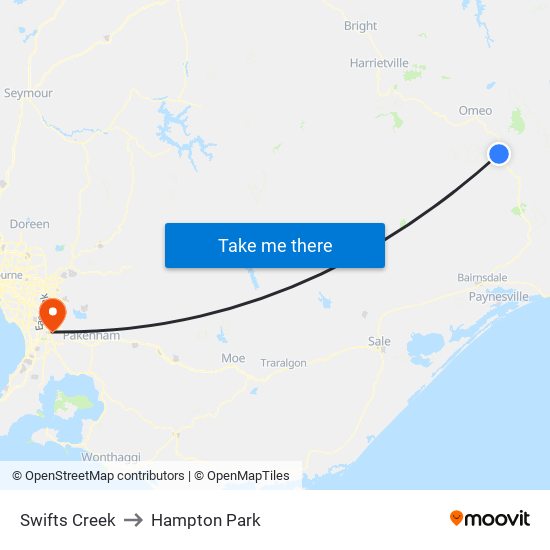 Swifts Creek to Hampton Park map