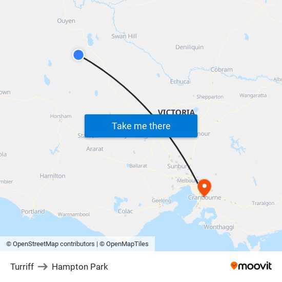 Turriff to Hampton Park map