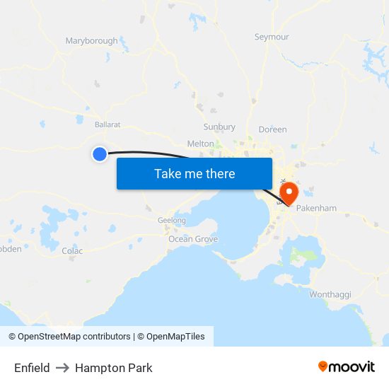 Enfield to Hampton Park map
