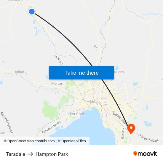 Taradale to Hampton Park map