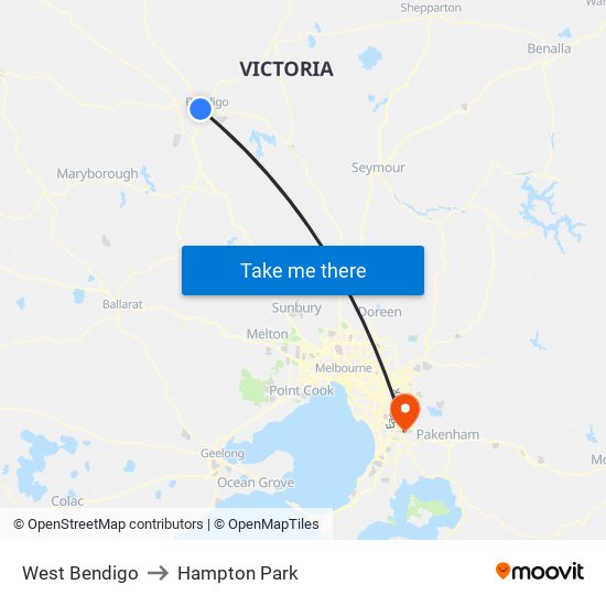 West Bendigo to Hampton Park map