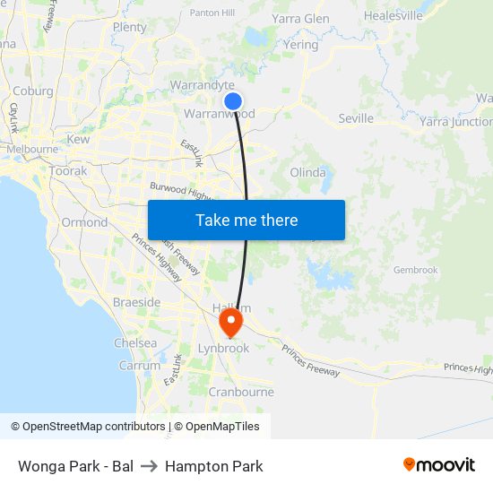 Wonga Park - Bal to Hampton Park map