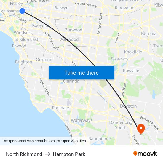 North Richmond to Hampton Park map