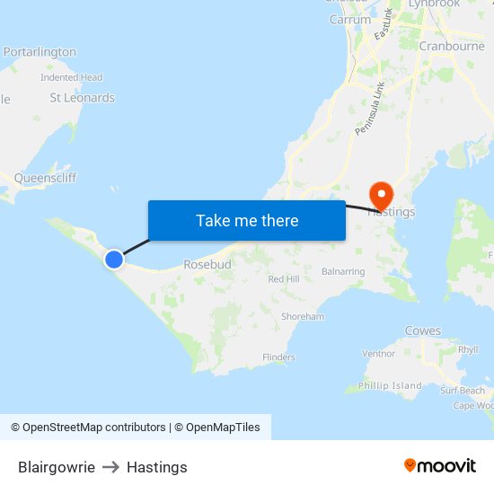 Blairgowrie to Hastings map