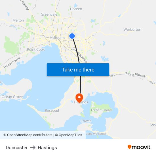 Doncaster to Hastings map