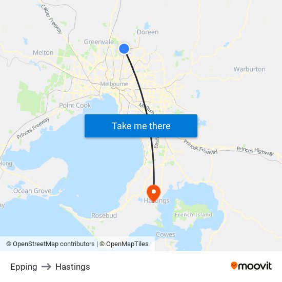 Epping to Hastings map