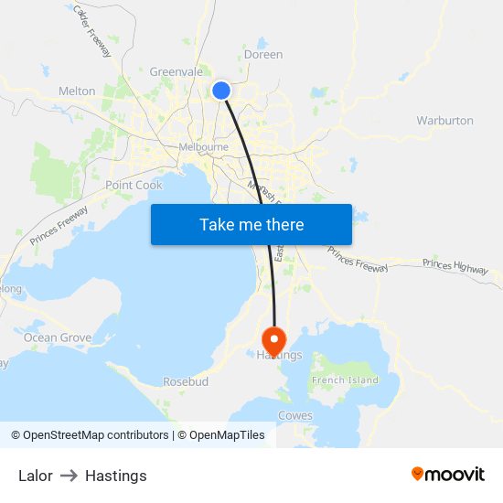 Lalor to Hastings map