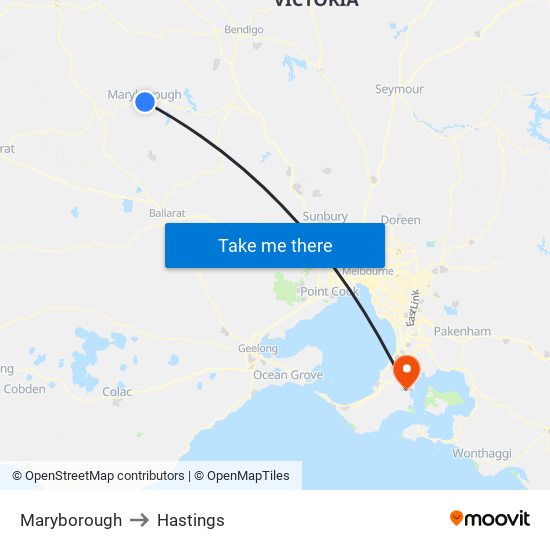 Maryborough to Hastings map