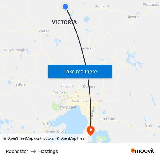 Rochester to Hastings map