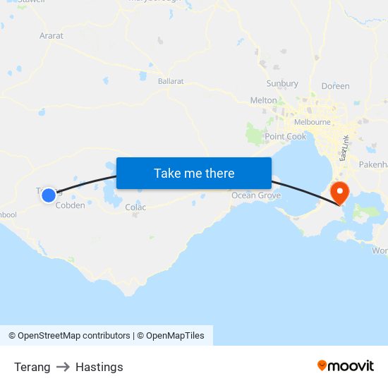 Terang to Hastings map