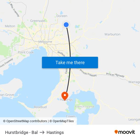 Hurstbridge - Bal to Hastings map