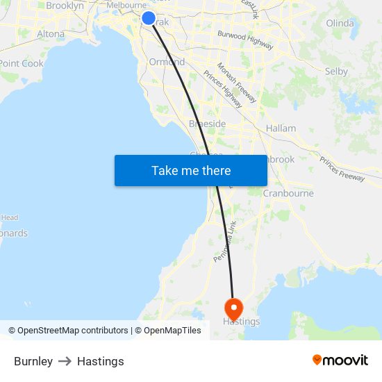 Burnley to Hastings map