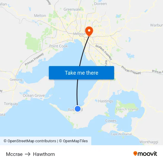 Mccrae to Hawthorn map