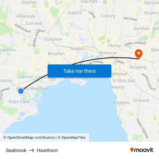 Seabrook to Hawthorn map