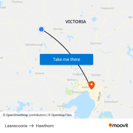 Laanecoorie to Hawthorn map