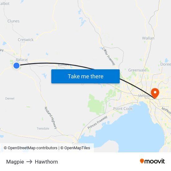 Magpie to Hawthorn map