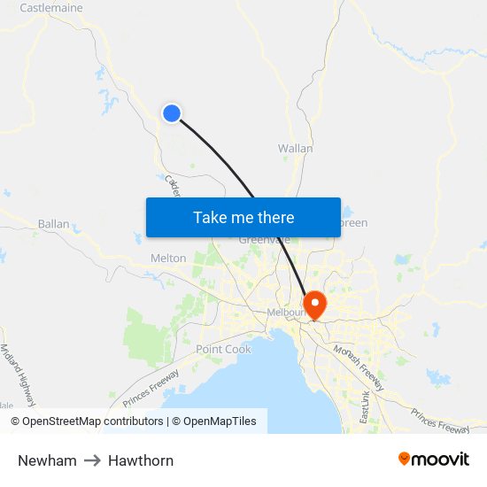 Newham to Hawthorn map