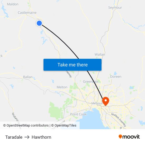 Taradale to Hawthorn map