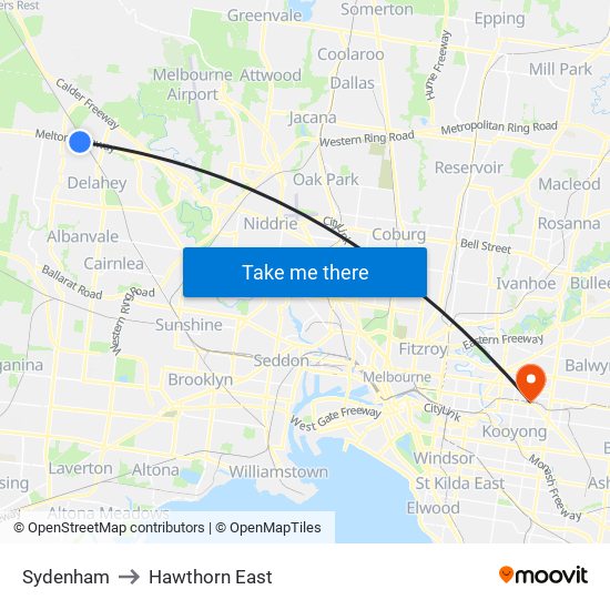 Sydenham to Hawthorn East map