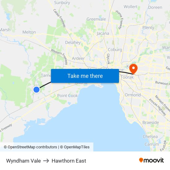 Wyndham Vale to Hawthorn East map