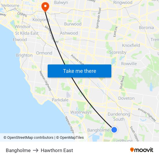 Bangholme to Hawthorn East map