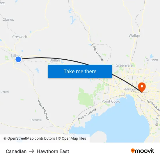 Canadian to Hawthorn East map