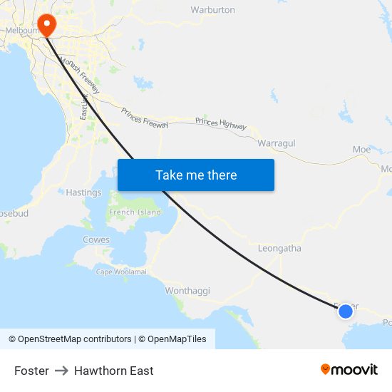 Foster to Hawthorn East map