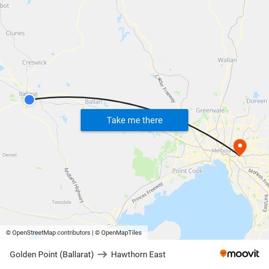 Golden Point (Ballarat) to Hawthorn East map