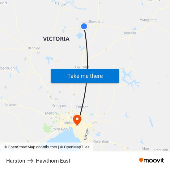 Harston to Hawthorn East map