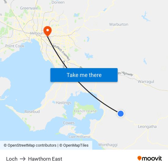 Loch to Hawthorn East map