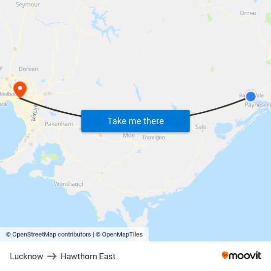 Lucknow to Hawthorn East map