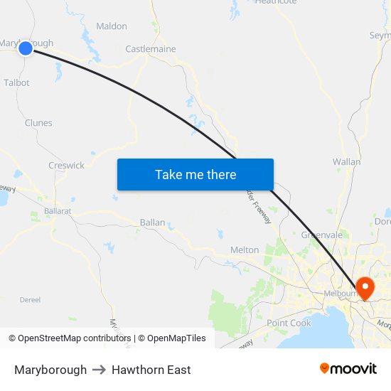 Maryborough to Hawthorn East map