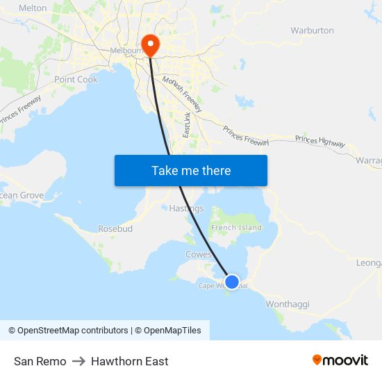 San Remo to Hawthorn East map