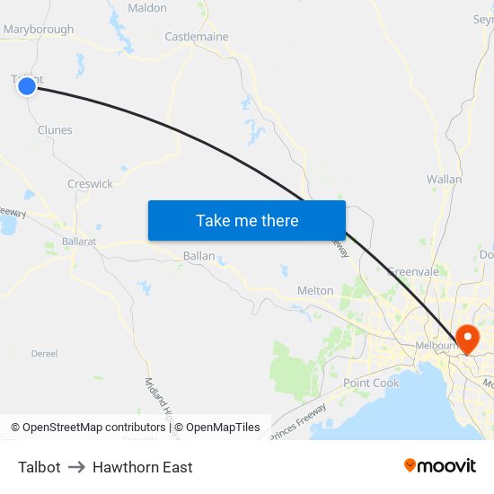 Talbot to Hawthorn East map